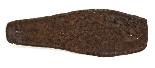 Leather sole of shoe, round heel, flat nose, tight sides, round sewing thread, shoe footwear clothing soil find leather