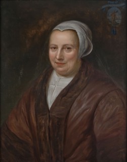 Portrait of possibly Cunera Verbruggen (circa 160510-1684), portrait painting visual material wood oil, Standing rectangular