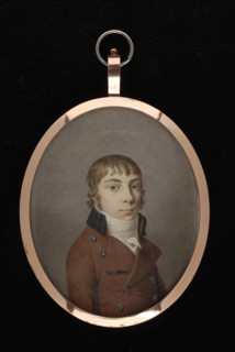 Cornelis Bakker, Portrait miniature of man, portrait medallion miniature painting footage ivory paint watercolor copper glass