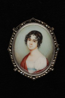 Johannes Maria Monsorno (1768 - 1836), Portrait miniature of young woman, portrait miniature painting sculpture brooch clothing