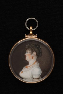 Portrait miniature of an unknown woman, portrait miniature medallion painting sculptures gold ivory paint watercolor glass ivory
