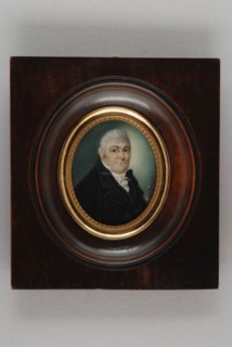 Hendrik van Overklift, Portrait miniature of man, portrait miniature painting footage wood ivory paint watercolor ivory backing