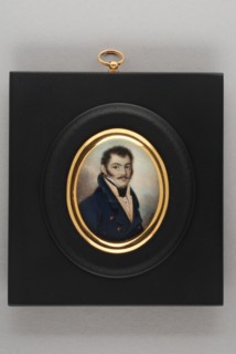 Hendrik van Overklift, Portrait miniature of man, portrait miniature painting visual material ivory paint watercolor ivory