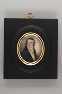Hendrik van Overklift, Portrait miniature of man, portrait miniature painting sculpture ivory paint watercolor ivory backing