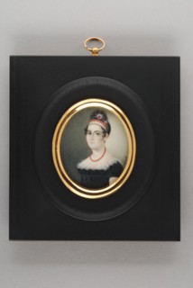 Hendrik van Overklift, Portrait miniature of woman, portrait miniature painting sculpture ivory paint watercolor ivory backing