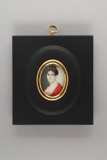 Hendrik van Overklift, Portrait miniature of woman, portrait miniature painting visual material ivory paint watercolor ivory