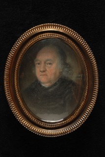 Johannes Anspach, Portrait miniature, bust of Mr. Herman Nederburgh, portrait miniature painting footage gold wood crayon? glass