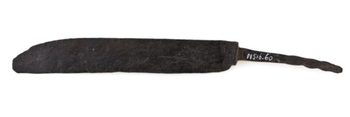 Blade with narrowed angel and forged handle of lifter protector, blade knife cutlery soil find iron metal, Discarded brand blade
