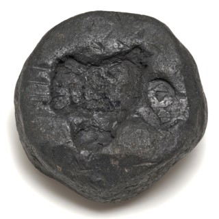 Lead weight with top calibration and other stamps, weight soil finding lead metal, grams cast Loden weight. Top holling Conical