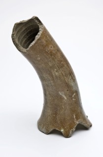 Fragment of stoneware horn or pilgrim's horn, brown, horn musical instrument soundstuff soil find ceramic stoneware glaze salt