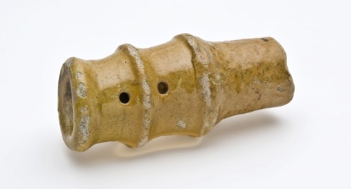 Fragment earthenware candlestick, yellow, candlestick candlestick lighting fixture earth finding ceramics earthenware glaze lead