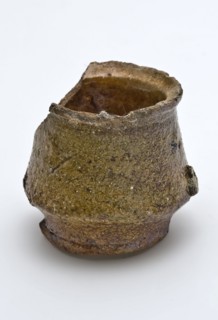 Ointment jar, red pottery, double conical, low belly, ointment jar pot holder soil find ceramic earthenware glaze lead glaze