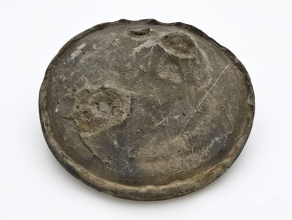Earthenware lid, dark gray, unglazed, lid closure soil found ceramic earthenware, hand-turned hand-shaped baked Round lid with