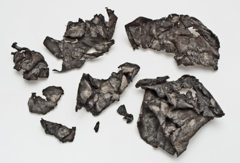 Ten fragments of decorated, leather binding, bookbinding soil found 11.5 w 7,2 (1) tanned cut decorated glued pressed Ten