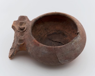 Earthenware nap, sparingly glazed, decorated with fingerprints, part of larger whole, nap bowl holder earth discovery ceramics