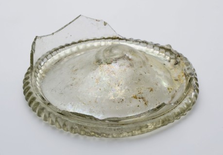 Fragment of foot, bottom and part wall of cup with smooth wall, goblet drinking glass drinking utensils tableware holder soil