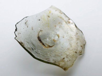 Three fragments of bottom, wall, neck and lip of small medicine bottle, medicine bottle bottle holder soil find glass, free