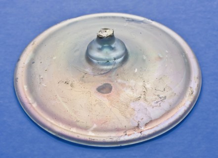Fragment of foot and base of stem of goblet la façon de Venise, drinking cup drinking utensil holder soil find glass, handblown