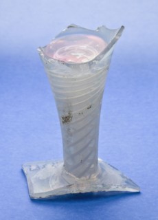 Fragment of part of foot, trunk and base of chalice of goblet, pendulum glass, wine glass drinking glass drinking utensils