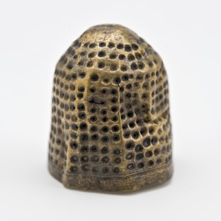 Copper hammered thimble, thimble sewing kit soil find copper metal, hammered Copper hammered thimble with blank convex top
