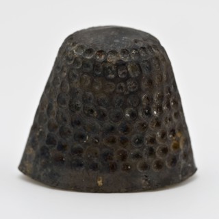 Copper molded thimble, thimble sewing kit soil find copper metal, cast Copper cast thimble spirally drawn on top with blank