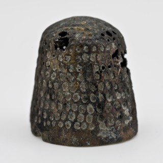 Copper pressed thimble, thimble sewing kit soil find copper metal h 2.8, pressed Copper thimble tipped over the top