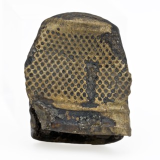 Copper molded thimble with groove at the top, thimble sewing kit soil find copper metal, cast Copper molded thimble