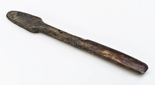 Spoon drill, drill with spatula shape at the other end, drill tools equipment ground find iron metal, forged spoon drill