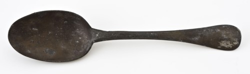 Spoon with oval bowl and handle with rounded end, spoon cutlery soil find tin metal, cast Spitsovale bin grained stem rounded