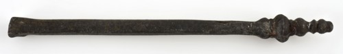 Rectangular straight handle of spoon, with tower termination, spoon cutlery soil find tin metal, Quadrangular straight handle