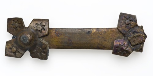 Decorative fittings with four-leaf ornament and stamping, decorative fittings ground find copper metal, whipped riveted stamped