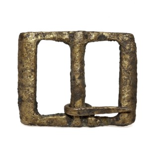 Brass clasp with angel, rectangular, buckle fastener part soil find brass metal, cast Buckle with rectangular bracket stern
