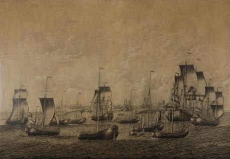 Roelof van Salm, View of Delfshaven, cityscape painting painting material oil painting linen, Painting: canvas Reclining