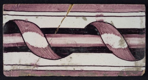Rectangular purple border tile, surrounded decor, surrounded column, with dark purple parallel lines as border decoration, brown