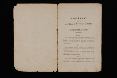 Regulations for the Street workers in Delfshaven, regulations book information form paper, Delfshaven Rotterdam