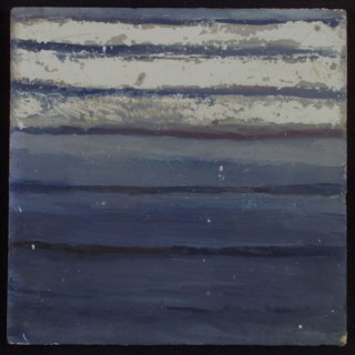 Cornelis Boumeester, Blue tile picture C: BOVMEESTER, with stripes and foliage, tile picture material ceramics pottery glaze
