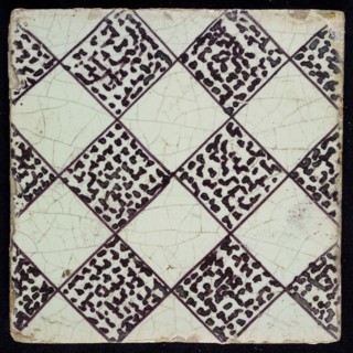 Ornament tile, small checkerplate pattern, wall tile tile sculpture ceramic earthenware glaze, baked 2x glazed painted Red shard