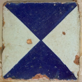 Ornament tile, similar to diabolo, wall tile tile sculpture ceramic earthenware glaze, baked 2x glazed painted Red shard square