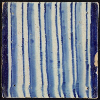 Tile of chimney pilaster, blue on white, part of column with continuous fluke, chimney pilaster tile pellet image fragment