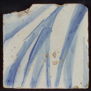 Tile with blue painting, tile pilaster footage fragment ceramic earthenware glaze, d 1.0