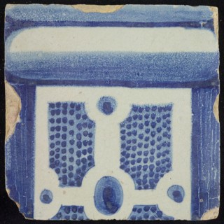 chimney pilaster tile pilaster footage fragment ceramic pottery glaze, construction city hall Zandstraat quarter World War II