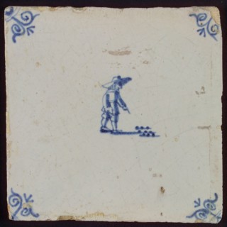 Scene tile, child's play, koot, corner motif ox's head, wall tile tile sculpture ceramic earthenware glaze, baked 2x glazed