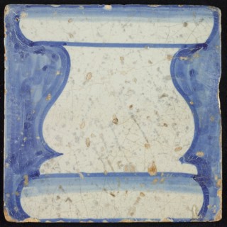Tile of chimney pilaster, blue on white, part of column with basement in baluster shape, chimney pilaster tile pilaster footage