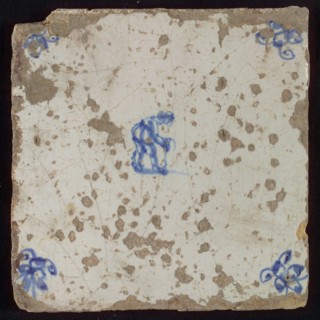 Scene tile, child's play, tumbling, corner motif spider, wall tile tile sculpture ceramic earthenware glaze, baked 2x glazed