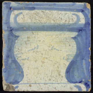 Tile of chimney pilaster, blue on white, part of column with basement in baluster shape, chimney pilaster tile pilaster footage