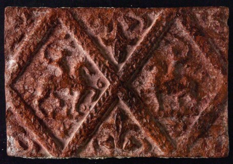 Hearthstone, from Antwerp Belgium, without frame, with two knights on horseback, hearth fireplace part ceramics brick, baked