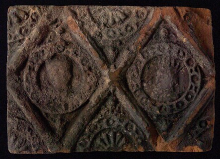 Hearthstone, from Antwerp Belgium, without frame, with male and female head, fire stone fireplace component ceramics brick