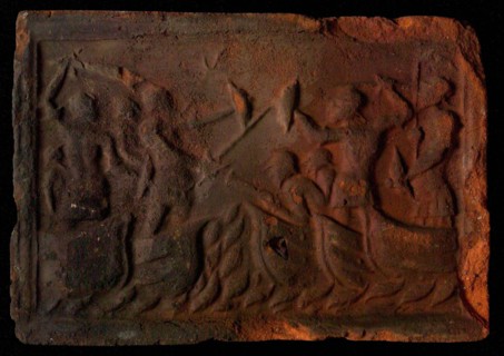 Hearthstone, from Antwerp Belgium, with narrow frame, sea battle, fireplace stone fireplace ceramics brick, fired Hearth