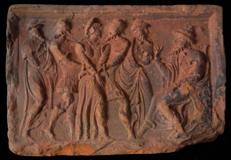 Hearthstone, from Antwerp Belgium, with narrow frame, with the history of Susanna, hearth fireplace part ceramics brick, fired
