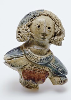 Bust of girl figure, fragment adornment jug, figure jug, spout pottery holder earthenware pottery earthenware glaze lead glaze